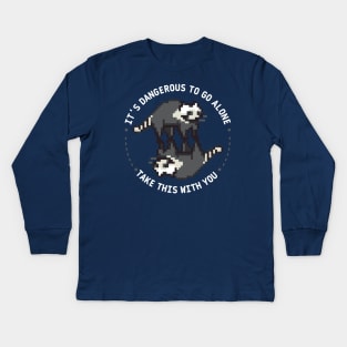 It's dangerous to go alone, take this with you | weird racoon wheel Kids Long Sleeve T-Shirt